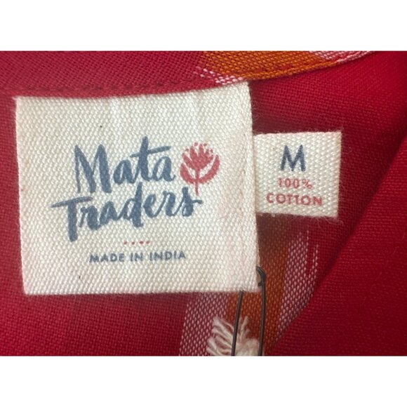 Mata Traders Cherry Red Ikat A-Line Dress M 100% Cotton NWT - Picture 3 of 12